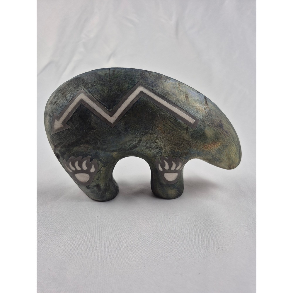 Jeremy Diller Raku Pottery Spirit Bear Sculpture Signed Heartline Southwest Art